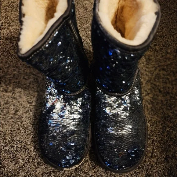 UGG Sparkly Blue and Silver Boots - Picture 2 of 5
